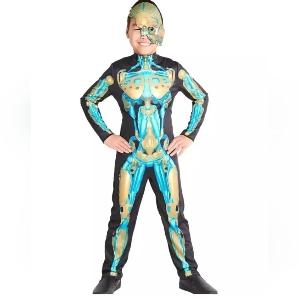 Kids Boys Girls Hyde & Eek ROBOT SKELETON Halloween Costume Size M 8 NWT